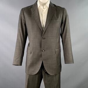 TIGER of SWEDEN Size 46 Black Cream Dots Wool Cashmere Notch Lapel Suit